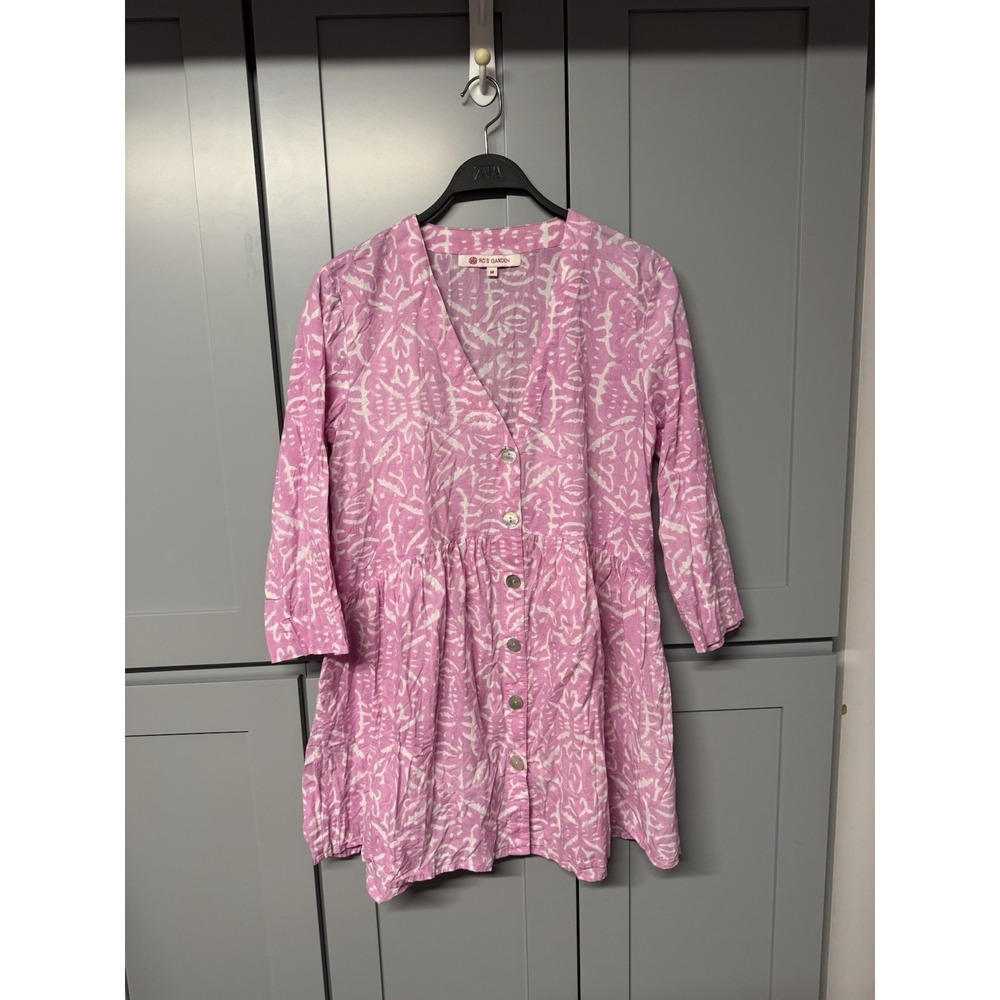 Tuckernuck Ros Garden‎ Elvira Short Mini Floral Tiered Dress Pink Womens Size M
